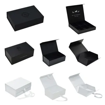 Custom Colorful Magnetic Folding Hamper Box with Ribbon