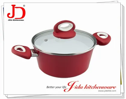 ALUMINUM CERAMIC CASSEROLE WITH TPR HANDLE, WITH LID. (SCANPAN COOKWARE)