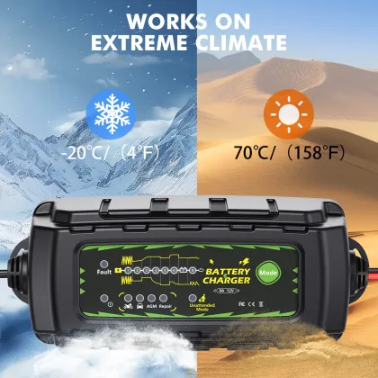 Intelligent 8-Stage Charger: Waterproof, Anti-Spontaneous Combustion, and Anti-Overcharge Management
