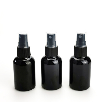 empty boston shape 30ml 50ml 100ml black pet fine mist spray bottle with custom logo for cosmetic packaging