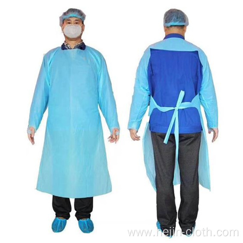 22GSM PE film disposable isolation gown