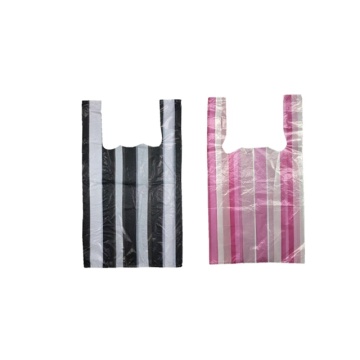 Hot Sale Biodegradable Custom Printed Plastic Striped T-shirt Bags