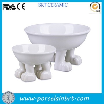 Porcelain white creative footed pet feeder Dog Bowl                
                                    Quality Assured