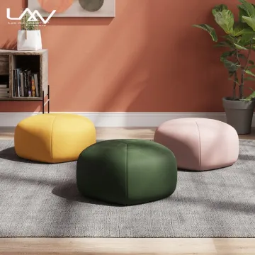 Nordic Modern Hotel Furniture: Upholstered Ottoman Stool & Fabric Sofa Footstool