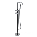 Energy-Saving Brass Chrome Waterfall Square Floor-Mounted Free-Standing Bath Tub Faucet and Shower Set