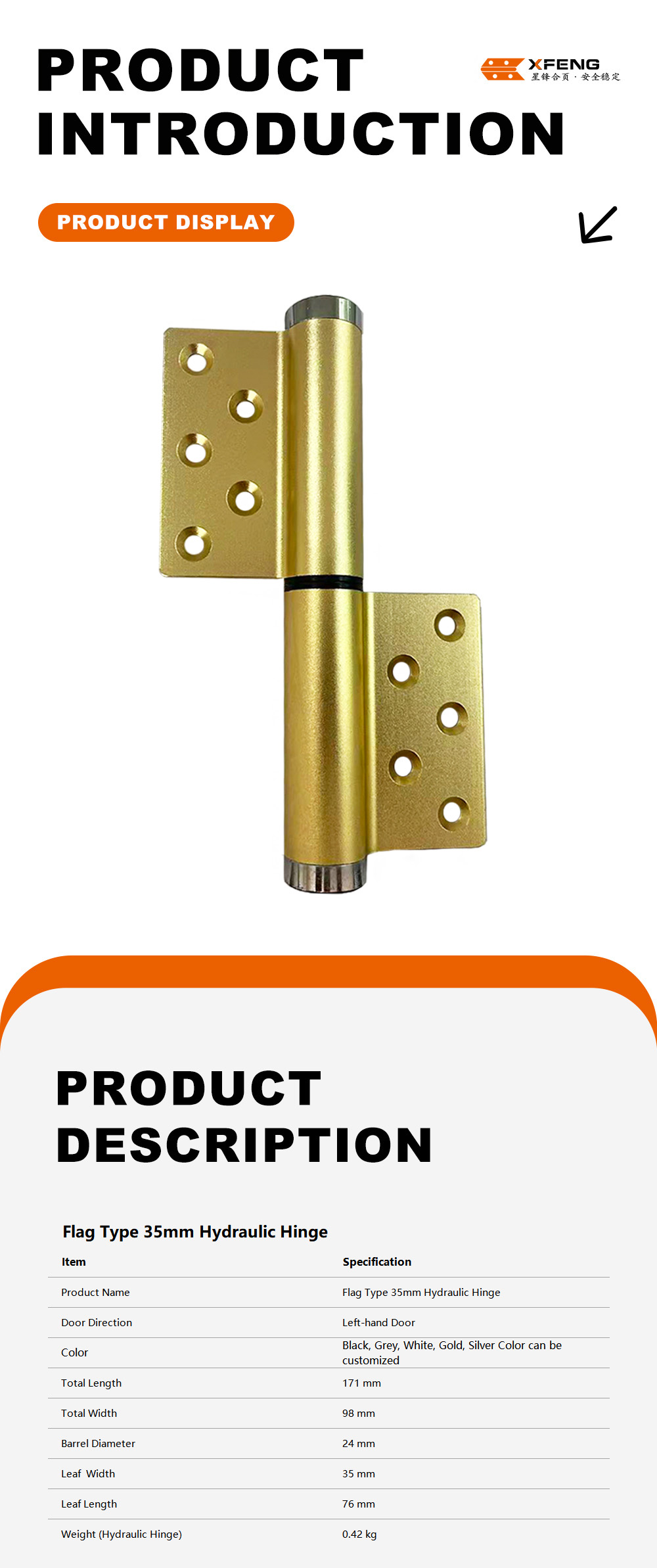 3-Flag Type 35mm Hydraulic Hinge-x