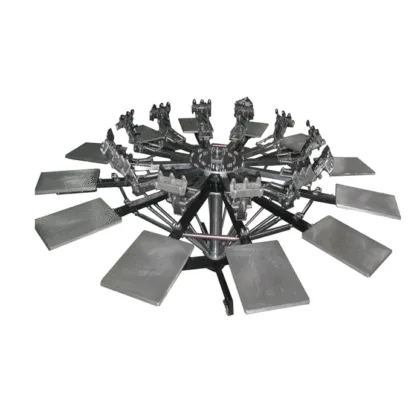 12 Colors Manual Rotary Garment Screen Printer Machine