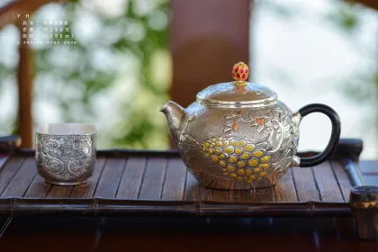 Hand Carved Longevity Pattern Silver Tea Scoop