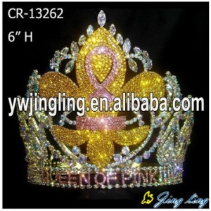 Custom Yellow Rhinestone silver plated flower king crowns