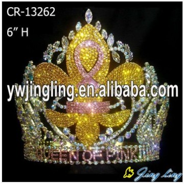 Coronas plateadas plata del rey de la flor del Rhinestone amarillo de encargo