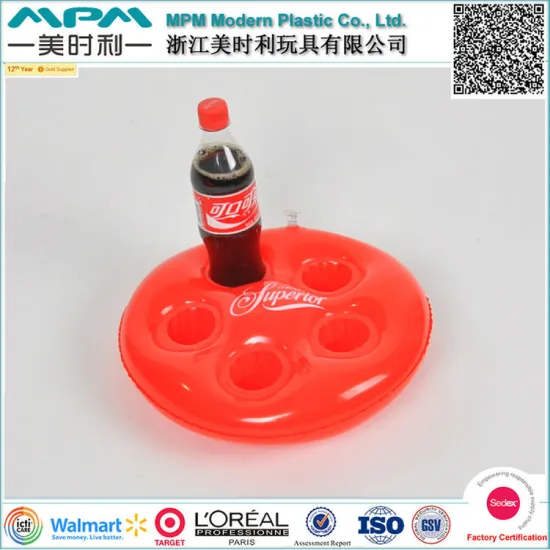 Customized round inflatable pool floating can holder tray