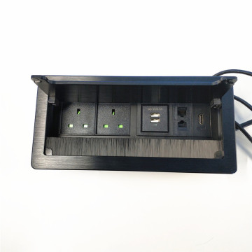 Brushed Aluminum Alloy Soft Closing Desk Power Grommet with USB Charging Socket