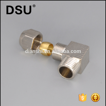 Nickel plated brass compression union fitting male elbow