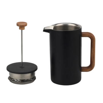 Double Wall French Press Pot with Wooden Handle