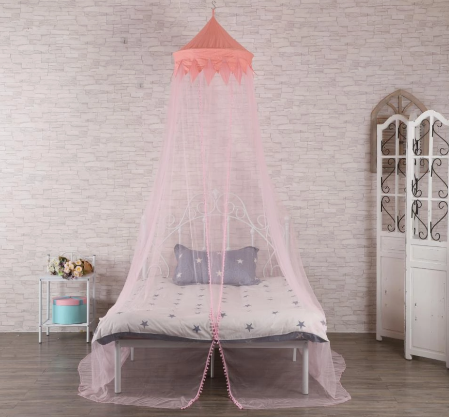 Pink Round Crown Dome Bed Canopy Mosquito Net