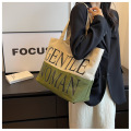 Letter Printed Gentle Woman Canvas Tote Ba