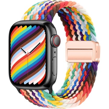 Nylon Woven Elastic Strap with Magnetic Buckle for iWatch Series 10/9/7/6/42mm/46mm/49mm