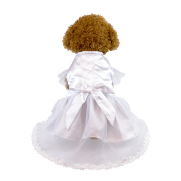 Stylish white stain fabric knitted Princess pet skirt