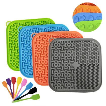 Blue Orange Green Gray Silicone Pet Licking Mat
