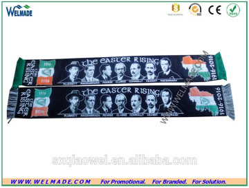 souvenirs of football Jacquard scarfs with customize logo ,knitted soccer scarves