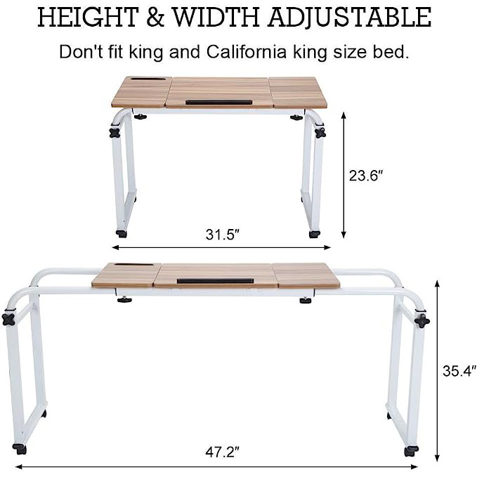 Overbed table size