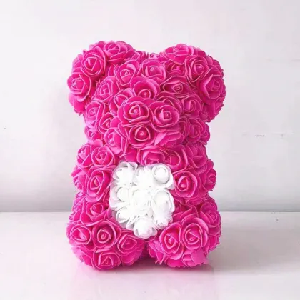 Wholesale Children's Day Gifts: Small Rose Flower Bear, PE Foam 25cm Rose Bear with Heart