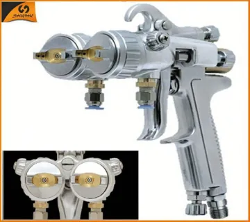 93 SHUNHE HVLP Gravity Type Paint Chrome Double Nozzle Spray Gun