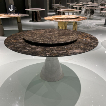 Luxe moderne Italiaanse ronde eettafel set met 6 stoelen - groothandel fabriek natuurlijk marmer