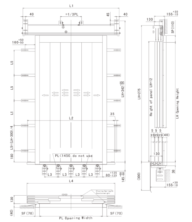 Six Panels Centre Opening Landing Door (PL less than 1800)-drawing