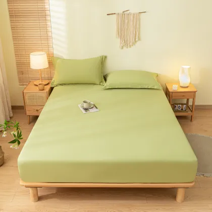 Grass Green Fitted Sheet for Home Use