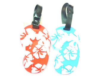 personlized design embossed beautiful flower cute shoe shape rubber luggage tags vintage