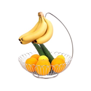 Cesta de frutas de acero inoxidable OEM con suspensión de plátano