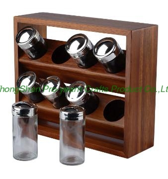 2  Tiers wooden spice rack  with  8 bottles