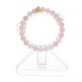 Handmade Rose Quartz Gold Crown Bracelet With 8mm Round Beads Women