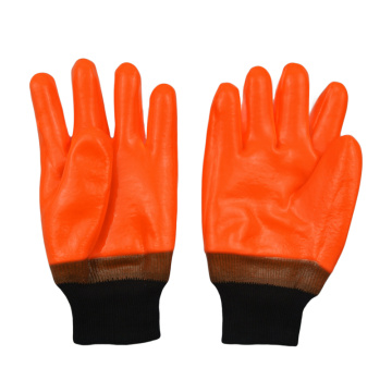 Fluorescent Orange PVC Sandy Finish Black Knit Wrist