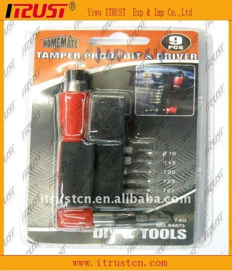 9pcs tamper proof bit & driver