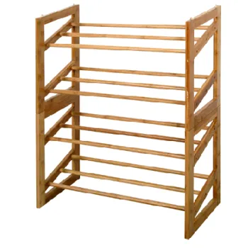 Multi-functional bamboo rack wooden 4-tier shoe rack