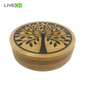 Tea & Drink Round Bamboo Coaster Set