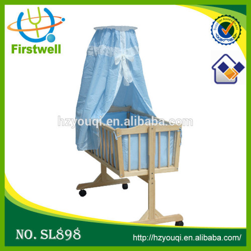 Foldable Baby Bed Solid Wood and Cloth Baby Cradle