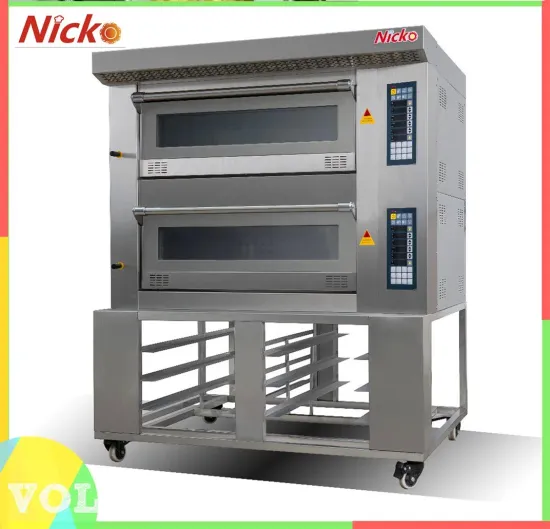 Guangzhou Nicko Stainless Steel Double Deck 4 Trays Bread Cake Baking Electric Oven Price