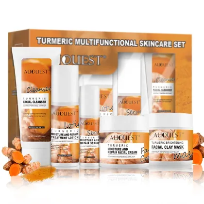 Organic Vegan Facial Care Set: Anti-Acne Serum, Skincare Cream, and Whitening Turmeric Skin Care