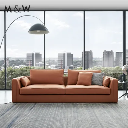 M&W Light Luxury Leather Sofa for Living Room