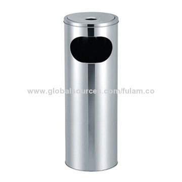 Ashtray dust bin, made of stainless steel, with a ashtray and inner bucket