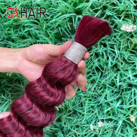GS Wholesale: Brazilian Human Hair Extensions in Bulk - #99J Red Color Deep Wave No Weft