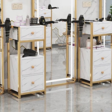 Stainless Steel Barber Trolley with Wheels and Drawers