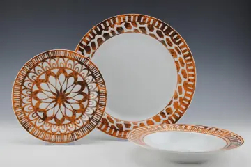 12pcs New design porcelain whit decal dinner set