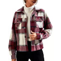 Women's Plaid Cropped Patchwork Jacket