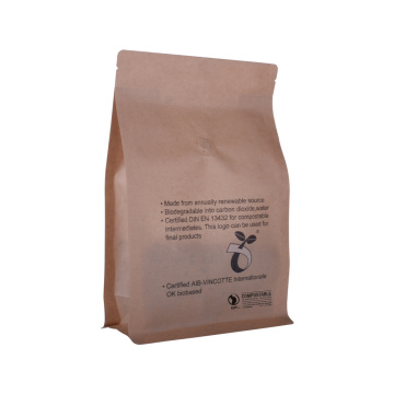 Biologisk nedbrytbar Kraft Paper Packaging Ziplock Kaffeposer med vindu