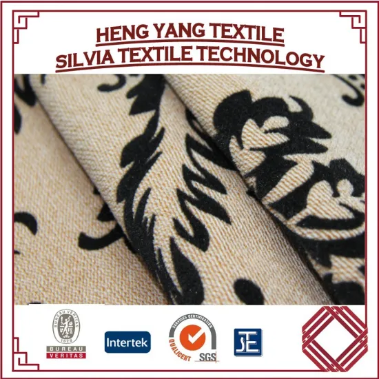 High Quality Polyester Satin Flock Fabric for Upholstery Printed Kitchen Curtains