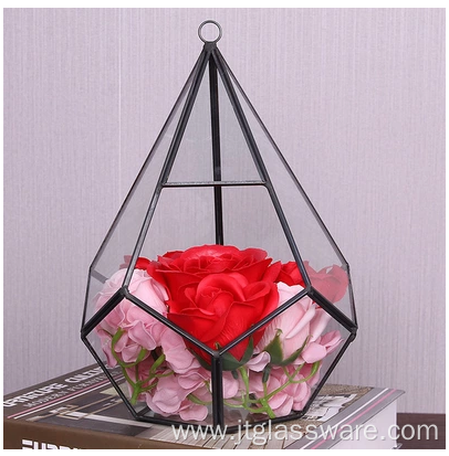 Hot Selling Diamond Shape Glass Plants Terrarium Geometric